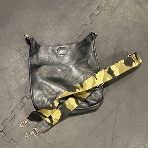 Black Crossbody Bag with Camouflage Strap
